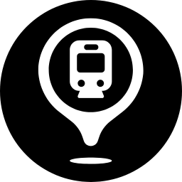 Icône noire d’un train dans un repère - gare routière