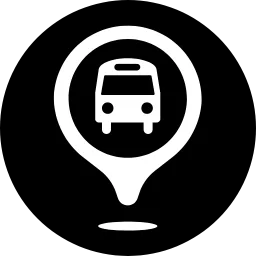 Icône noire d’une voiture dans un repère de géolocalisation - voiture