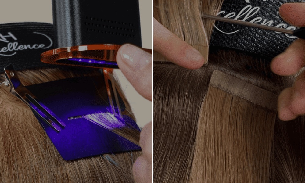 Icône graphique représentant une extension à bande adhésive et une extension v-light